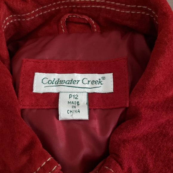 NWOT Coldwater Creek red suede leather & wool zip up jacket Womens 12 - Picture 4 of 8